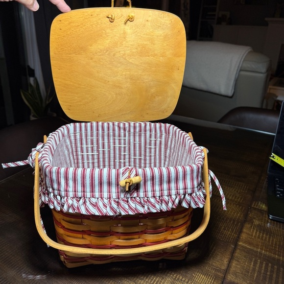 Longaberger 1997 Sweetheart Remembrance Weekend Basket RED Combo Both Liners - Picture 6 of 13